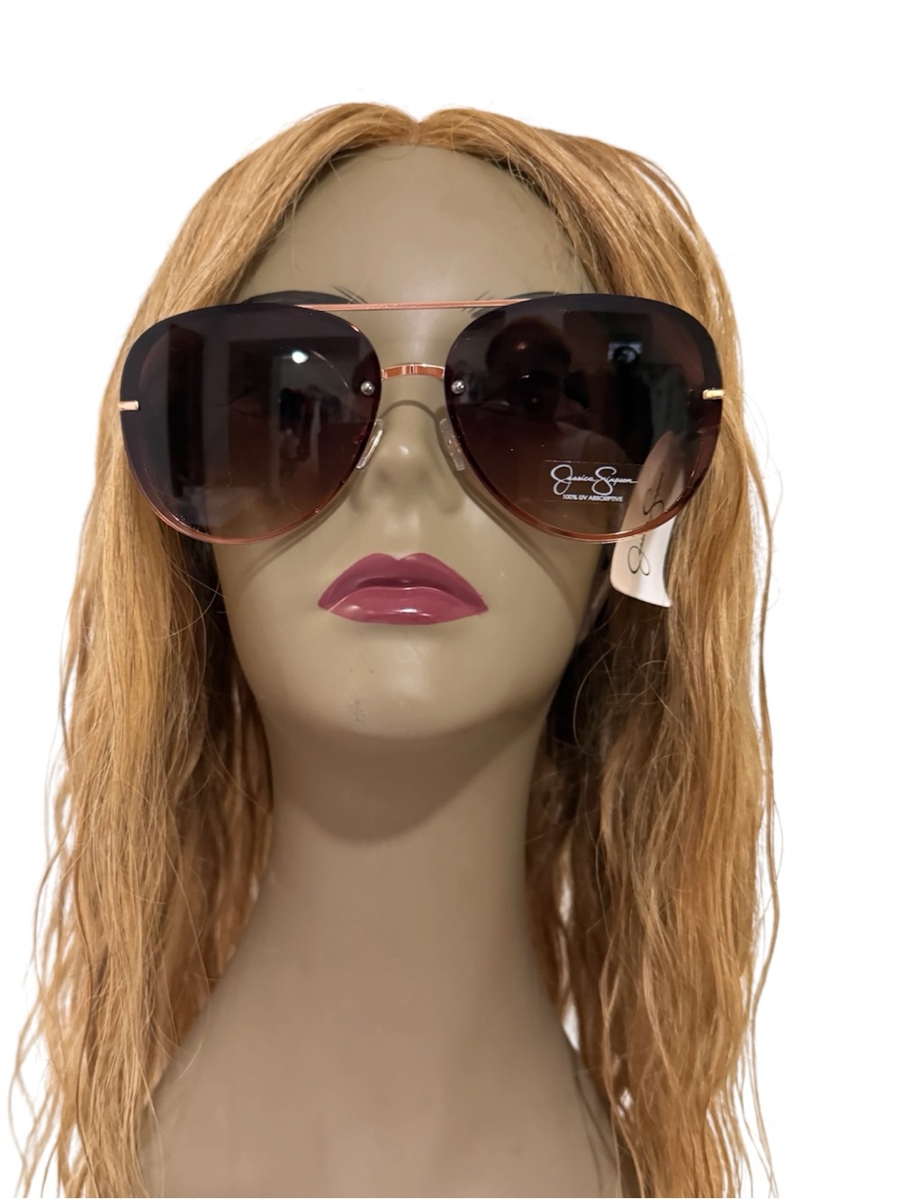 Jessica Simpson Brown Gradient Aviator Sunglasses with Gold Accents